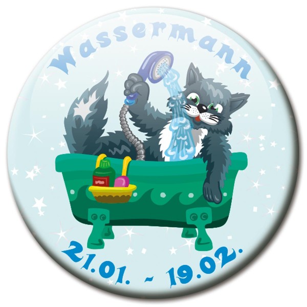 Magnet Katze - Sternzeichen Wassermann - Ø 5 cm