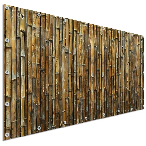 Sichtschutzbanner Bambuszaun Braun, 340x173 cm