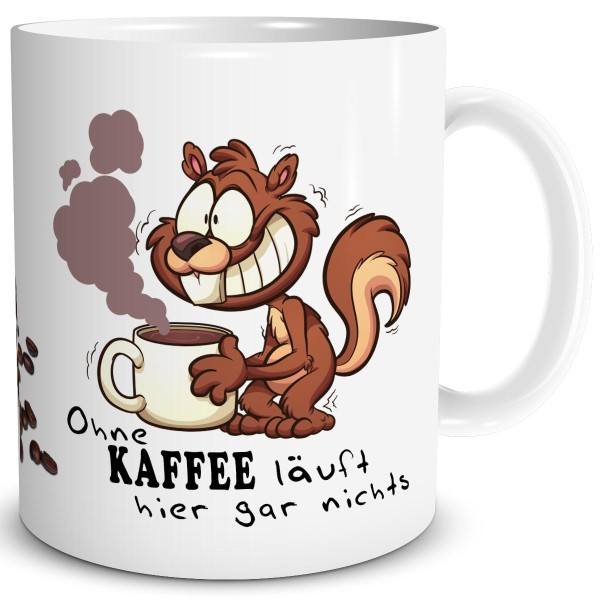 Eichhörnchen Kaffee Läuft, Tasse 300 ml, Weiß