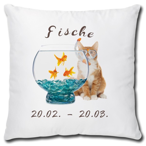 Sternzeichen Fische Katze, Kissen 40x40 cm