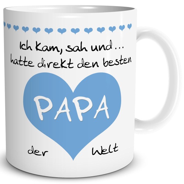 Papa Herz "Bester der Welt" Hellblau, Tasse 300 ml