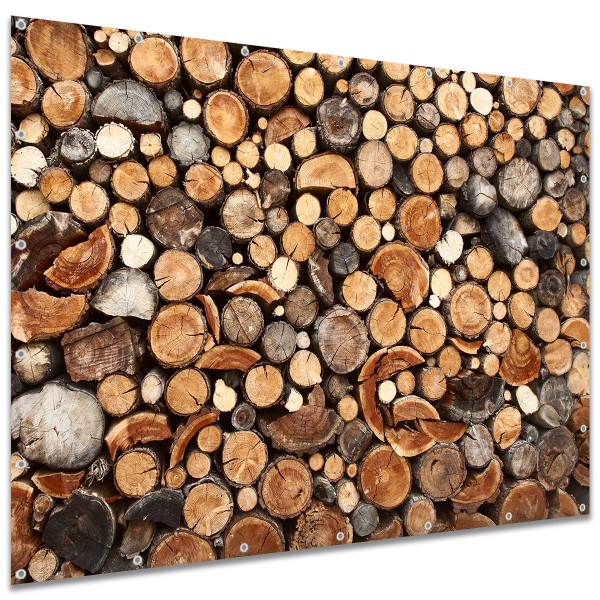 Sichtschutzbanner Baumstämme Holz Stapel, 250x180 cm