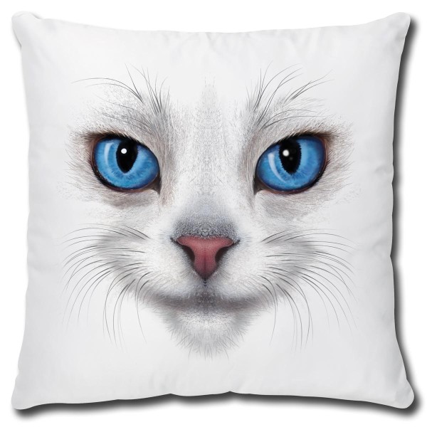 Katzengesicht Blaue Augen, Kissen 40x40 cm